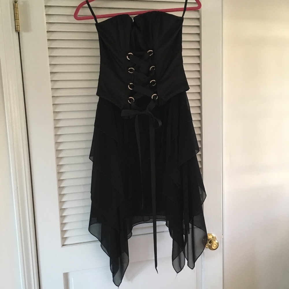 Jessica McClintock Black Strapless Cocktail Dress